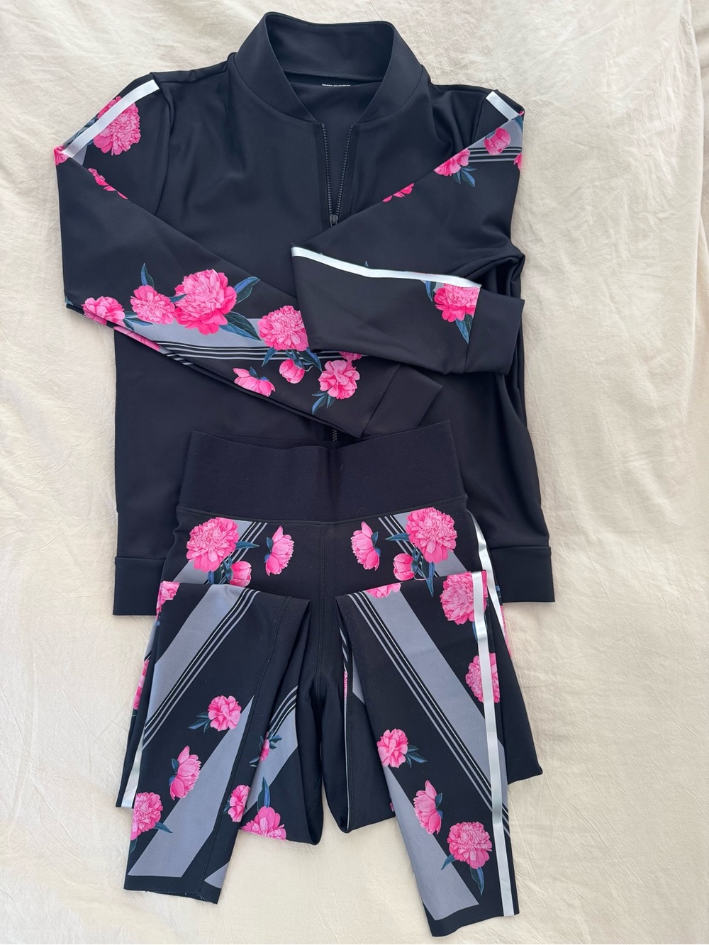 ultracor Black Leggings with Pink Floral Accents